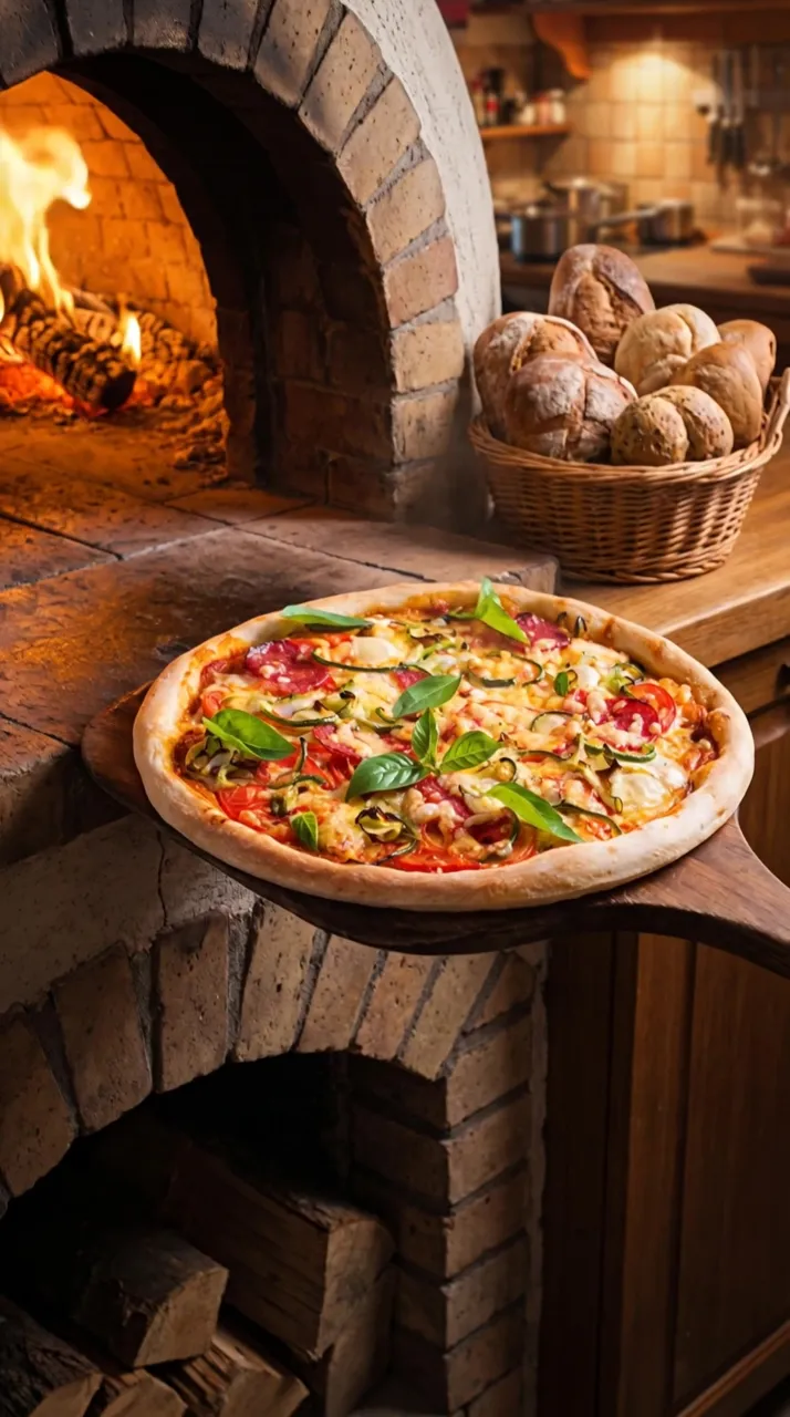 Pizza aus dem Holzofen